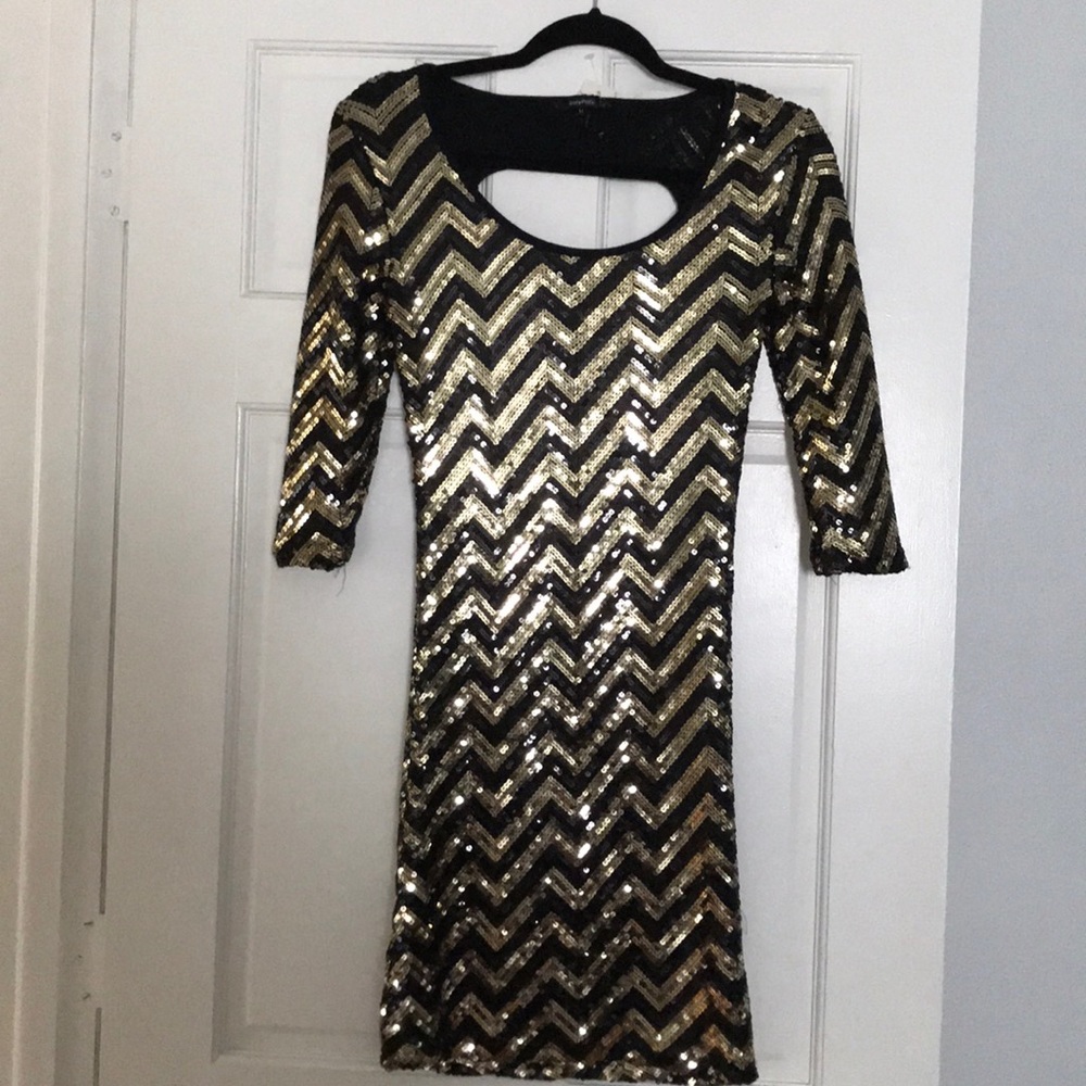 Sequin dress NWT black and gold